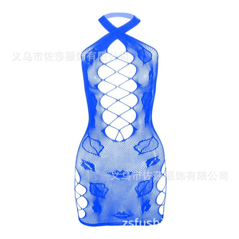 Sex clothes Suspender Crossed Hollow Black onesie Mesh hip skirt