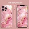 Roségold Marmormuster Rosa Metallic Lack Glas Hartes Handygehäuse Für iPhone 17 16 15 Pro Max 14 Plus 13 12 11 16E 17Air Hülle