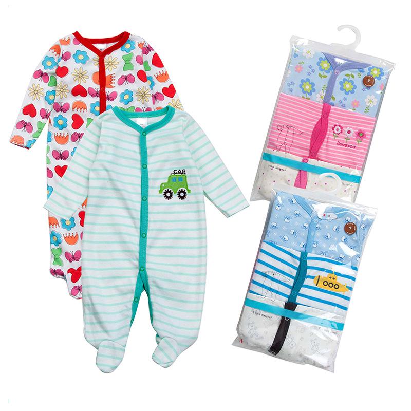 Newborn Long Sleeve Harem Rompers with Feet - Spring/Summer Crawling Baby Clothes