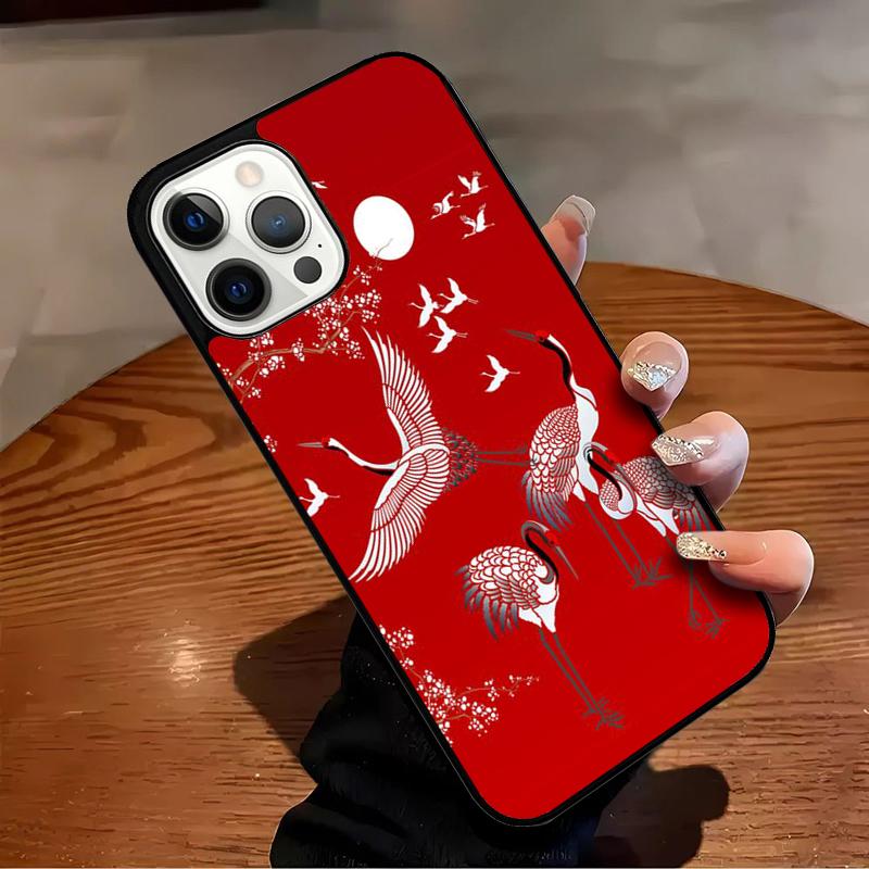 Red-crowned Crane Bird Phone Case For iPhone 17 Air 16 15 14 13 12 11 Pro Max Max Plus Bumper Case Cover