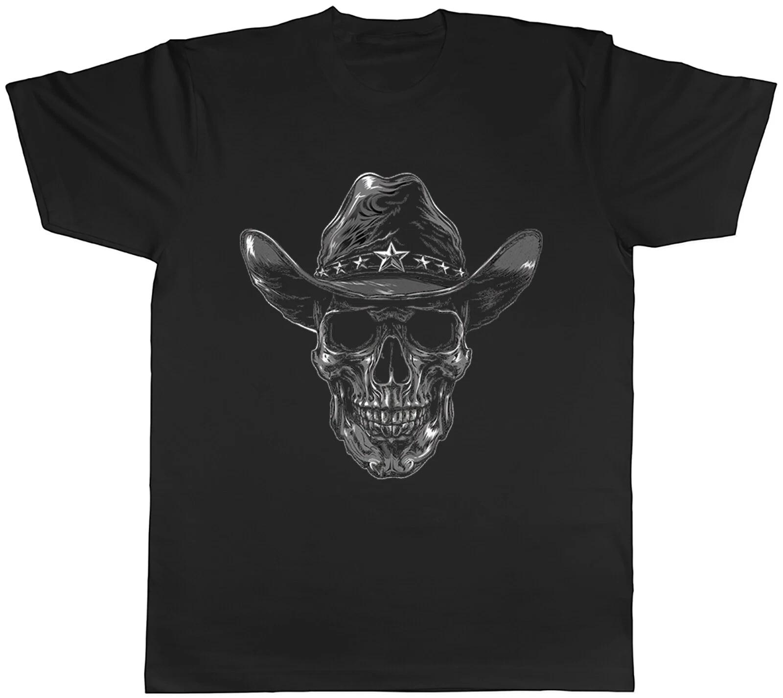 Skull Cowboy Mens T-Shirt Wild West Sherrif Tee Gift XXXXL