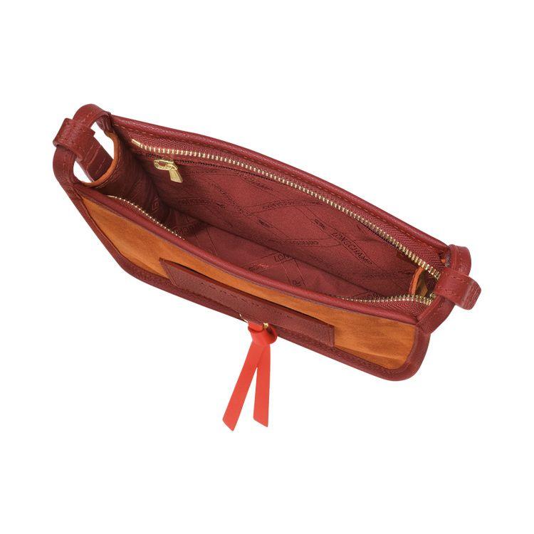 Longchamp Le Foulonné 20 Adjustable Shoulder Strap Zipper Closure Velvet Calfskin Shoulder Crossbody Bag Small Women Shoulder Bags Orange 10138HAT025
