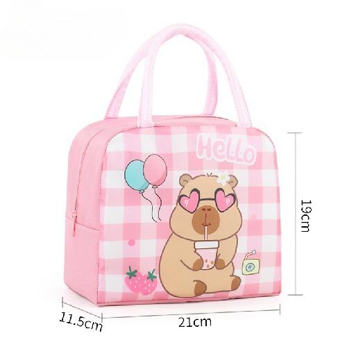 Cute Capybara Print Lunch Bag Kids Insulated Food Container Portable Box Carrier Cartoon Kindergarten School Lunch Storage Bag