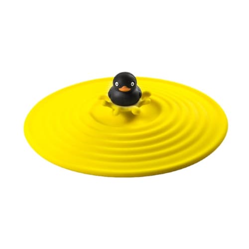 BONE Cup Cover, Mug Lid, Silicone, Cold and Heat Resistant, Dustproof, Leakproof, Airtight, Adhesive, Dishwasher Safe, Cute Cup Lid, 10cm, Yellow, Bla