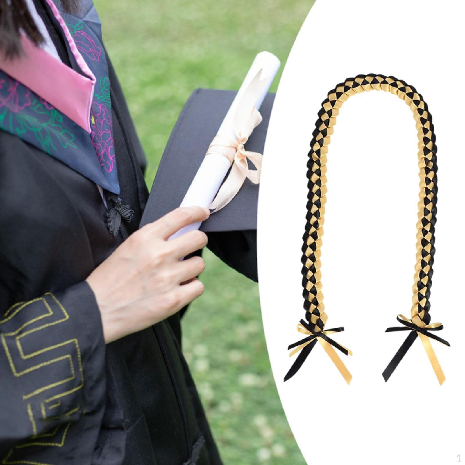 

Выпускной лей 120 см плетеное ожерелье для женщин мужчин колледжа выпускников бакалавров магистров Black Gold