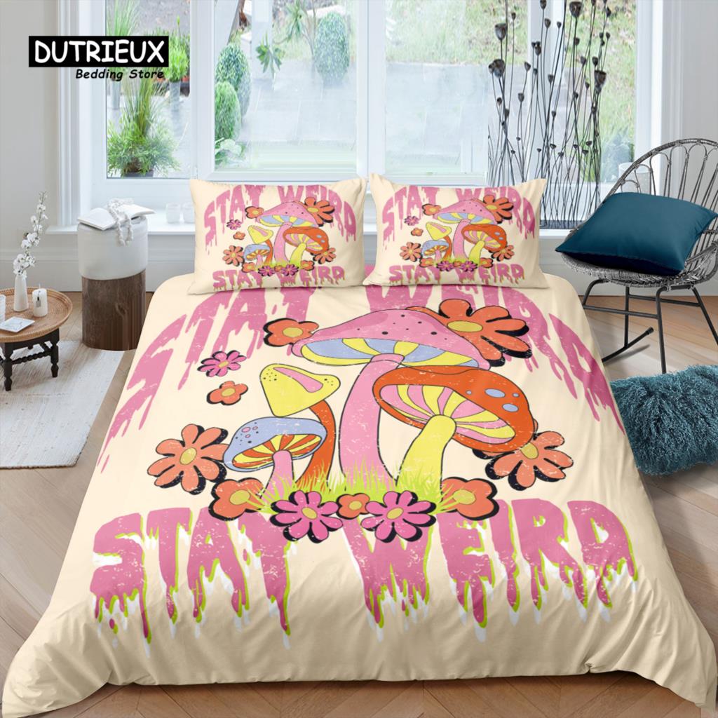 

Home Living Luxury 3D Mushroom Bedding Set Moon Duvet Cover Pillowcase Queen And King Eu/Us/Au/Uk Size Comforter Bedding EU Single(135*200cm)3pcs