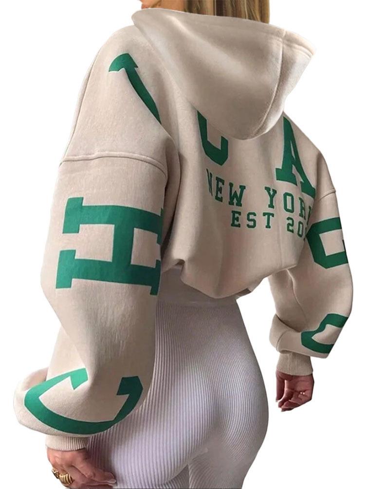 2024 European & American Style Letter Print Hooded Sweatshirt