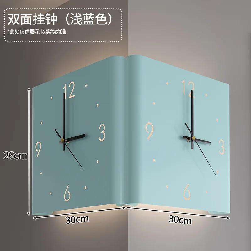 Creative Arc Angle Wall Clock Sitting Living Room Two-sided Corner Silent Wall Hanging Decorative Clock Home Decoration