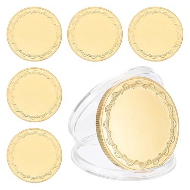 Feb.6Pcs Blank Coins For Engraving, 40Mm Coin Blanks Laser-Engraving Blanks Custom Challenge-Coins Polished Metal золотой