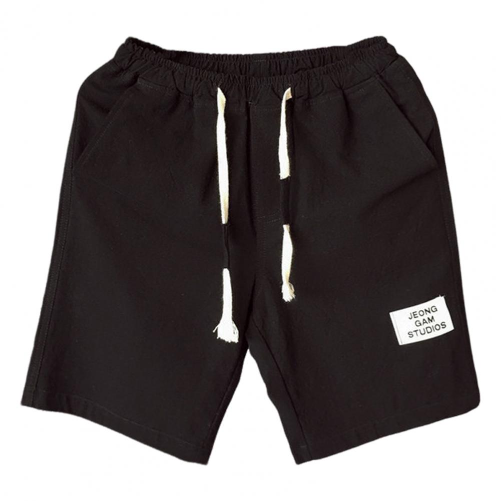 

Мужские летние повседневные шорты с эластичным шнурком на талии, широкие шорты с буквенным логотипом и боковыми карманами, пляжные шорты для отпуска XXXL чёрный