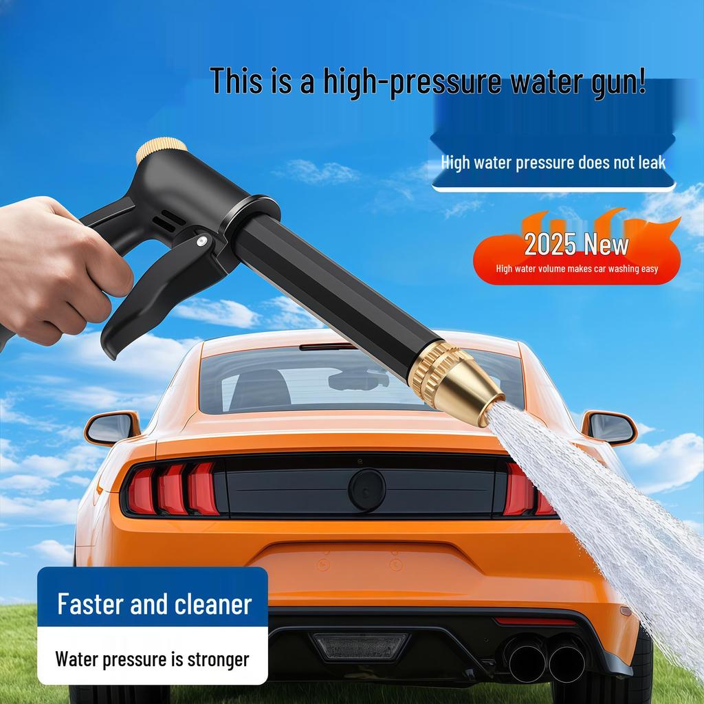 Dual-Purpose High-Pressure Water Gun with Copper-Plated Nozzle for Home and Car Wash