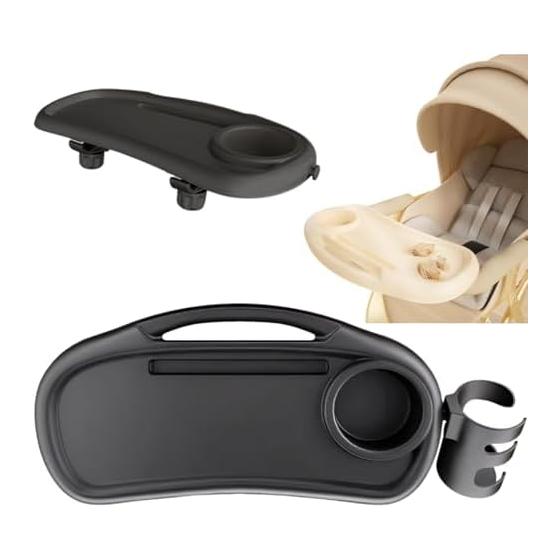 heizi Stroller Tray Smartphone Stand Drink Holder with Cup Holder Retrofit Table Smartphone Holder (Black)