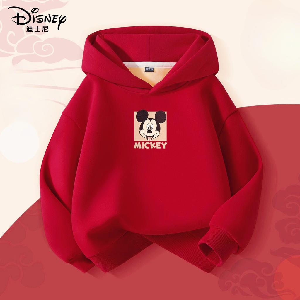 Christmas Mickey Minnie Print Children Hooded Sweatshirt Boy Girl Autumn Winter Daily Outdoor Casual Warm Soft Sportswear