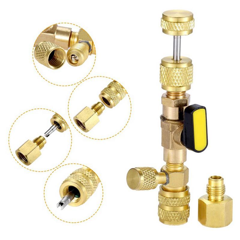 R410A R22 Ventilkernentferner-Installationswerkzeug Klimaanlagen-Reparaturwerkzeuge mit SAE-Anschluss in Doppelgröße 1/4 Zoll 5/16 Zoll HVAC-System