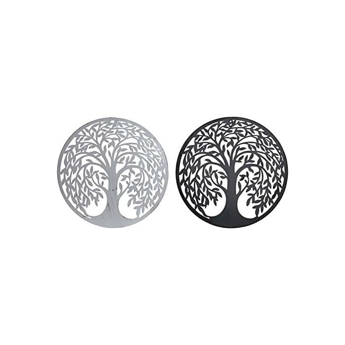 Metal Wall Decoration - DKD Home Decor - 40x40 Cm - White and Black - Round Shape - Originality