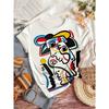 Abstract face printed T-shirt, women's fashionable top