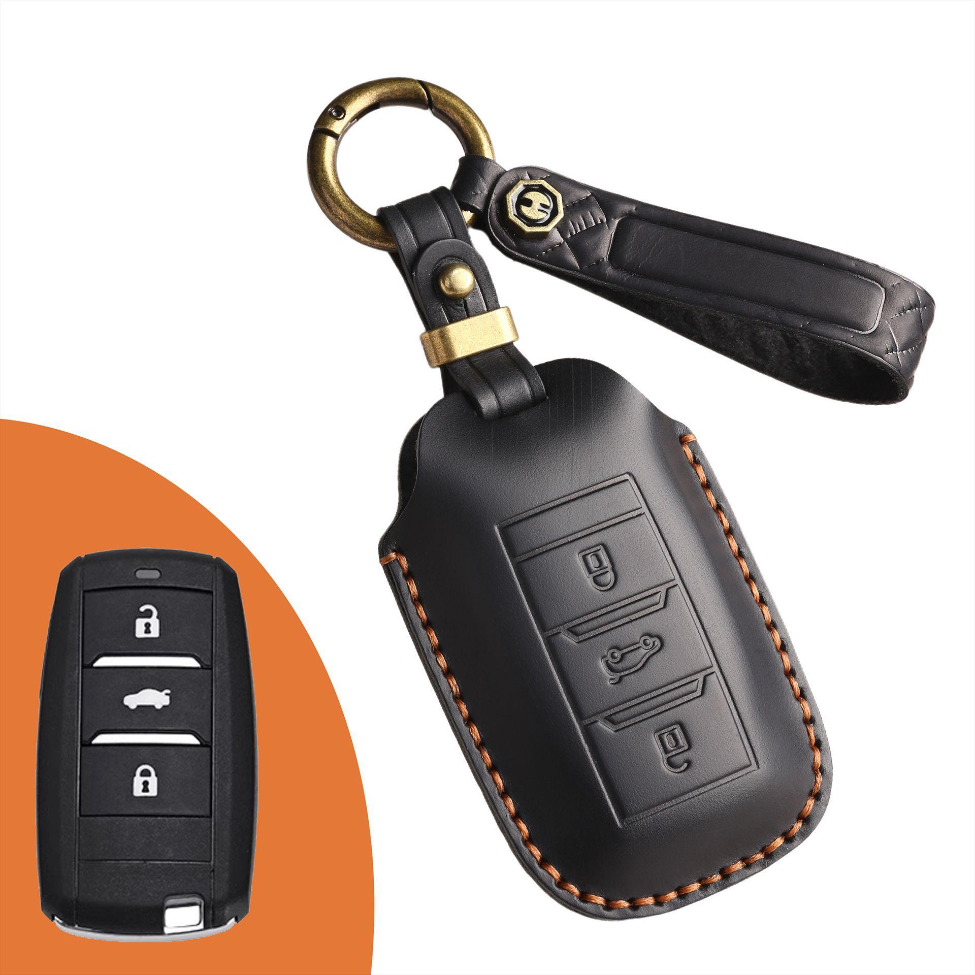 

The retro key cover is suitable for Ruicheng CC old special car key bag, purely handmade leather keycase chain. чёрный