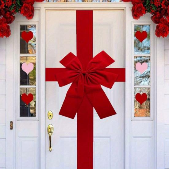 Christmas Front Door Hanging Bow Knot Festive Ribbons Door Hanger DIY Holiday Decor for Gift Wrapping