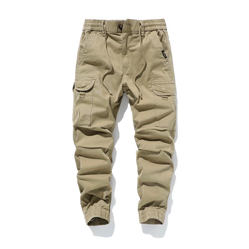 Tooling multi-bag wear-resistant solid color washed trousers four seasons men's simple and versatile leggings retro casual trousers