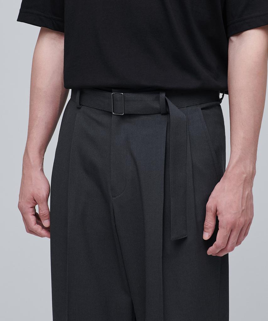 MUSINSA STANDARD Real Wide Belted Slacks [Gray]