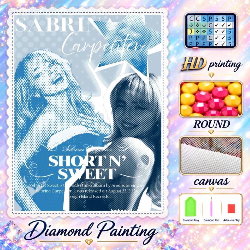 Sabrina Carpenter Diamond Painting Kit 5D Full Drill DIY Diamond Mosaic Wall Art Home Decor