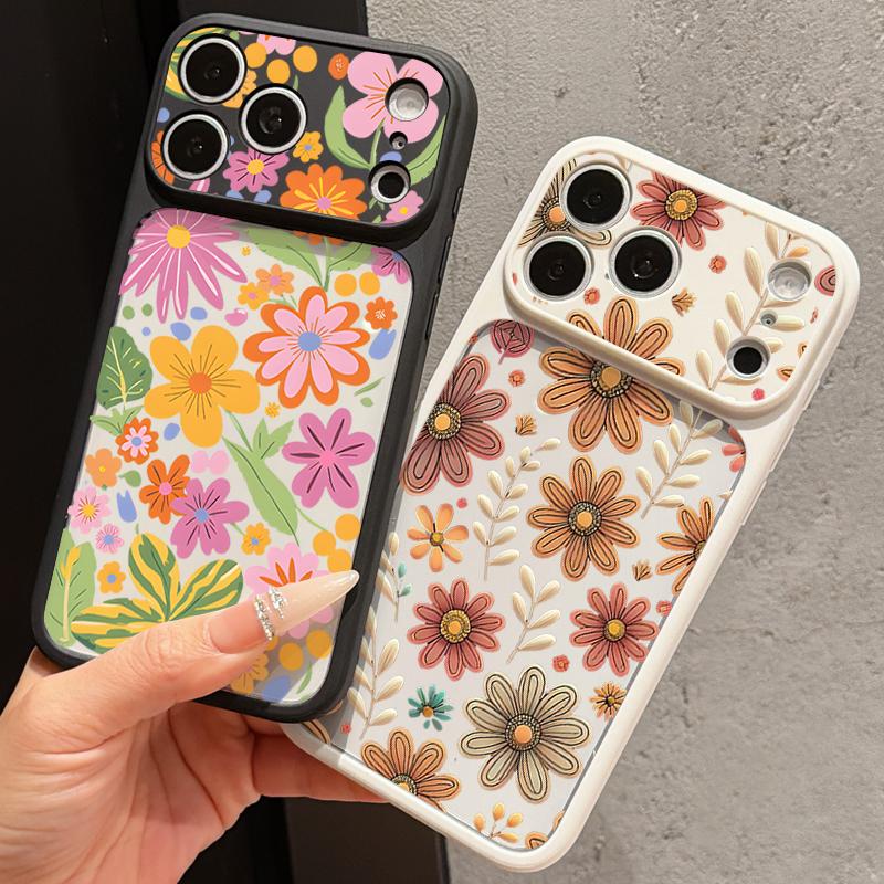 Vintage Floral Pattern Case For iPhone 17 Pro Max Hybrid TPU+PC Clear Back Hard Cover For iPhone 16 15 14 13 Pro Max