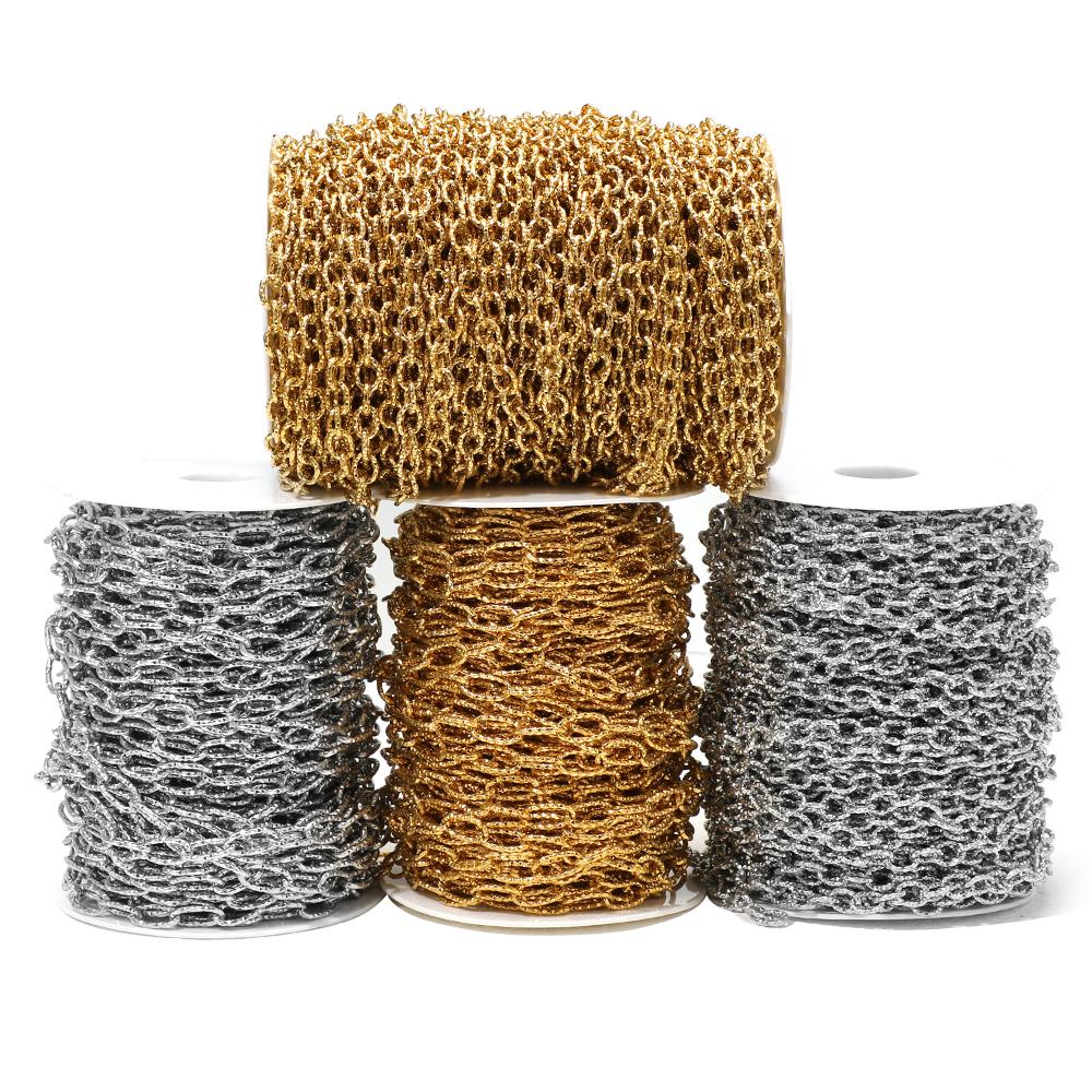 1 Meter Stainless Steel PVD Gold Textrued Cable Chain for DIY Necklace Findings Women Bracelet Jewelry Earrings Making Supplies