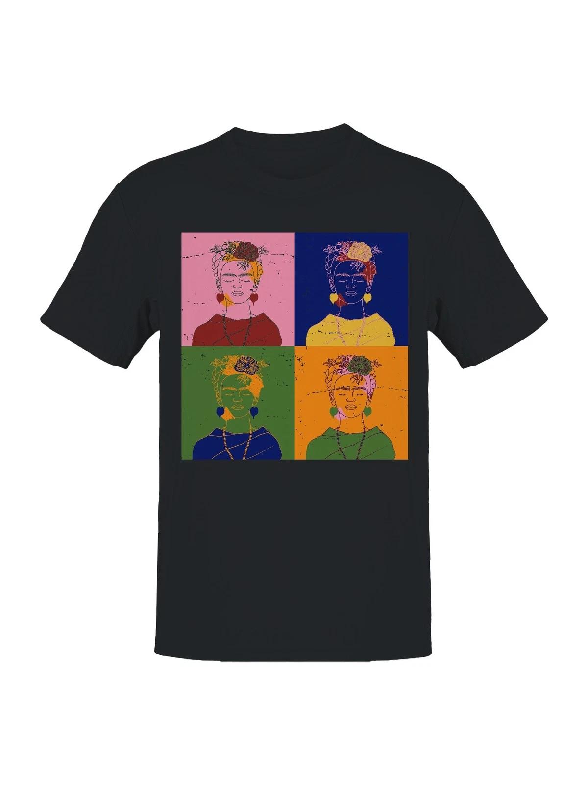 Frida Kahlo Pop Art Floral Portrait Women s T-shirt L