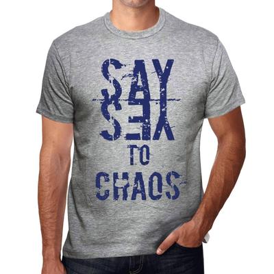 Men’s Vintage Tee Shirt Graphic T Shirt Say Yes To Chaos Grey Marl
