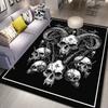 Gothic Skull Rug for Dark Aesthetic Rooms | Black and White Skeleton Art Carpet | Halloween Decorations Skid Resistant Carpet
