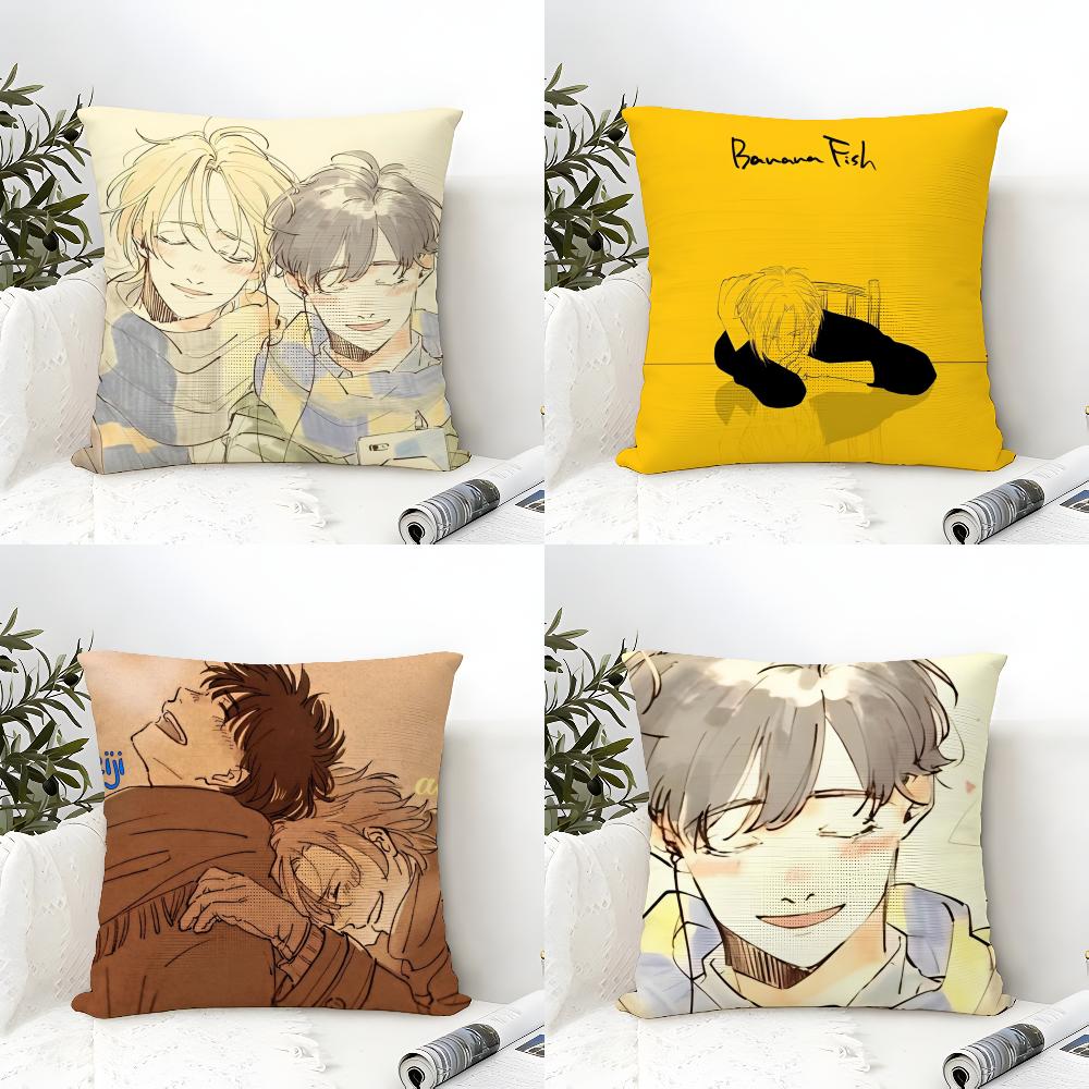 Anime Love Banana Fish Pillow Case Natural Linen Double-Sided Printing Sofa Home Decor Cushion Cover
