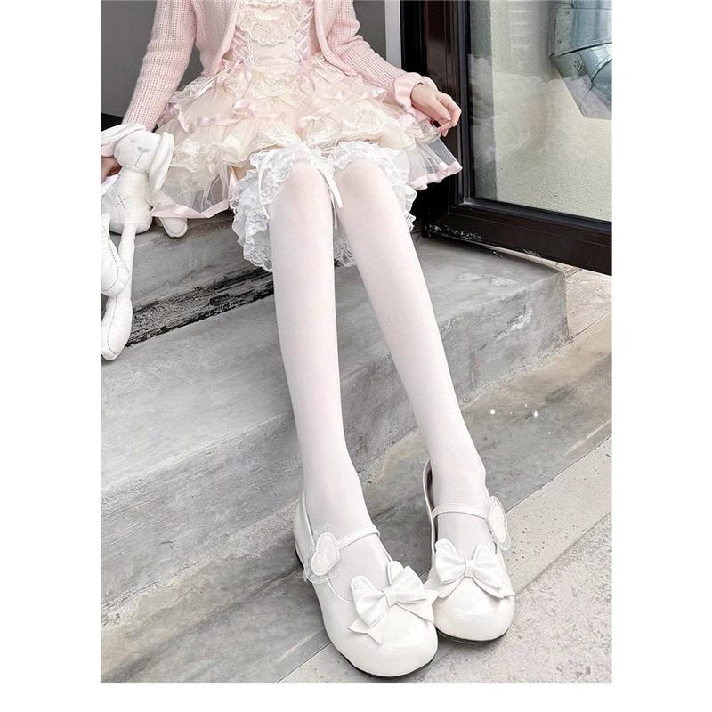 Three-layer Lace Over-the-knee Socks For Girls, Slim Calf Socks, Milky White Lolita Japanese Style Bow Stockings