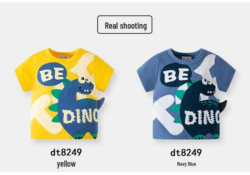 2025 Kids' 3D Dinosaur Short Sleeve T-shirt - Boys’ Cartoon Korean Style Summer Clothing