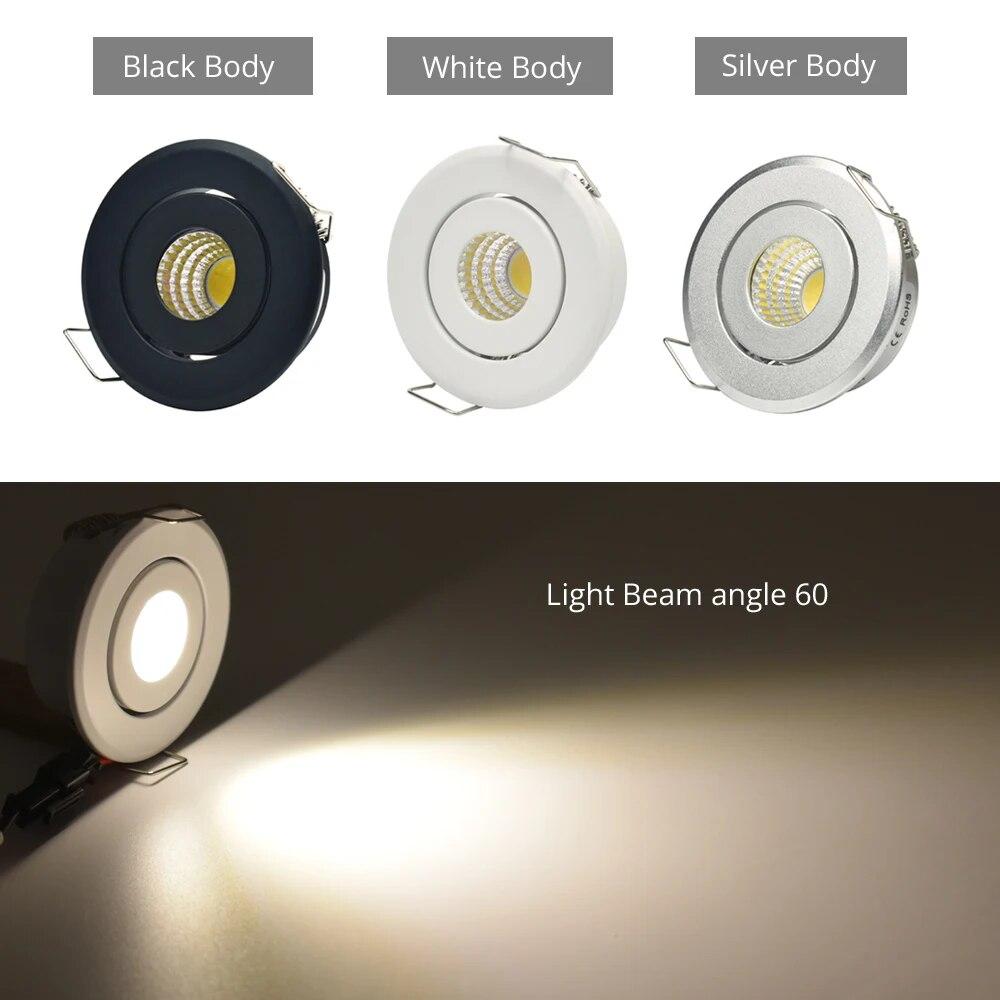 

10pcs 1W 3W LED Recessed Downlight Spot Light Small Size Cut hole 40-45mm White Silver White Finish Full Aluminum