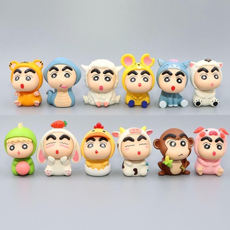 Adorable Pvc Anime Cartoon Crayon Shin-chan Animal Figurines Set Of 12