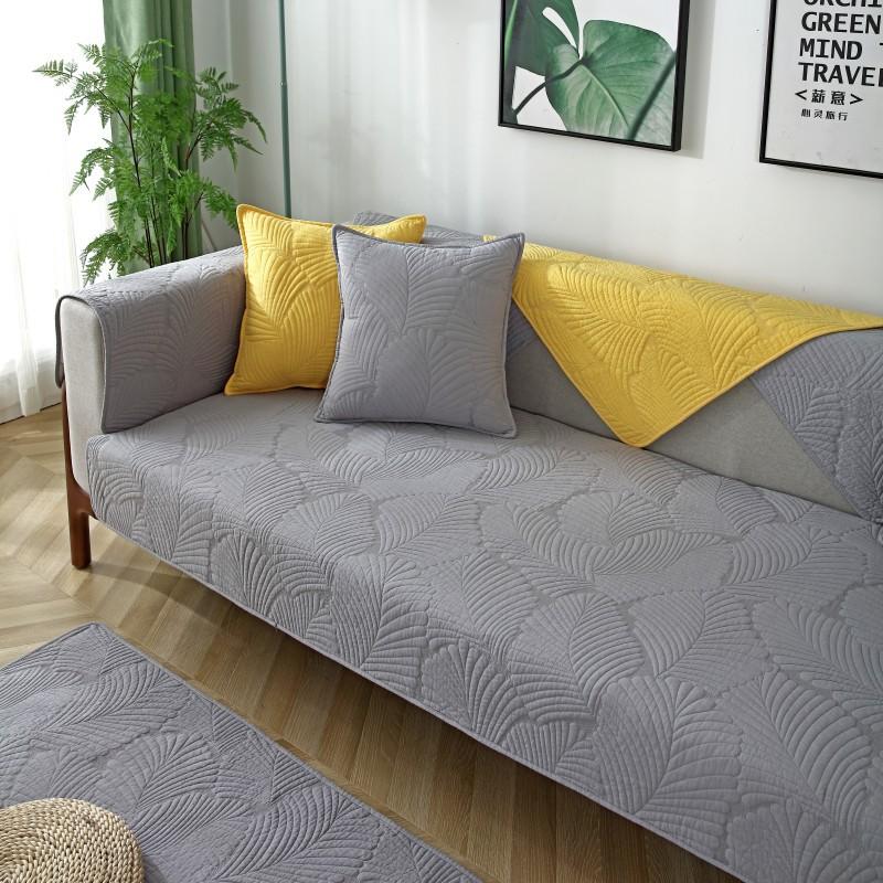 Nordic Simple Solid Color Sofa Cushion Four Seasons Pure Cotton Fabric Non-Slip Cotton Seat Cushion Universal Modern Sofa Cover Towel