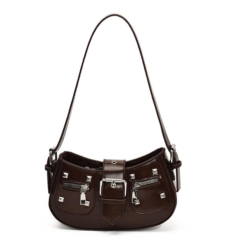 Premium underarm bag, new niche Spice Girl trendy cool shoulder bag, retro rivet locomotive messenger bag