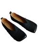 Leather Retro Niche V-mouth Oblique Square Head Flat-bottomed Ballet Shoes Women's 2025 New Spring Fashion Old Single Shoes