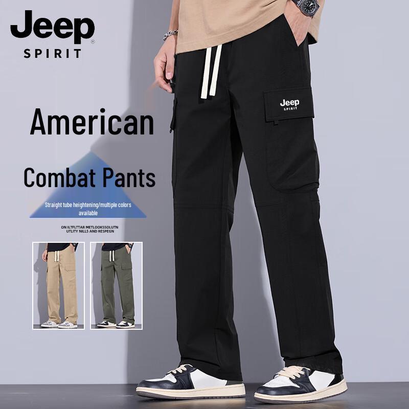 JEEP SPIRIT Men's Multi-Pocket Loose Straight Cargo Pants