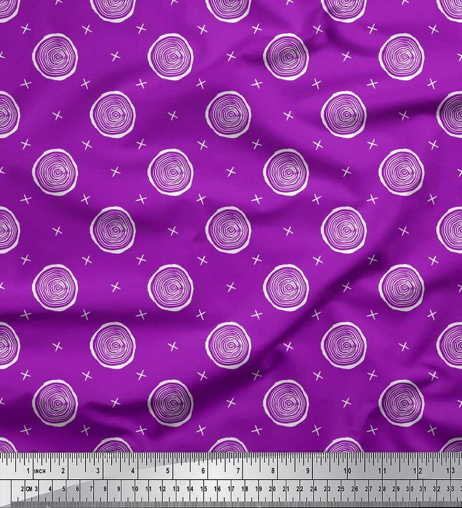 Soimoi Green Japan Crepe Satin Fabric Spiral & Geometric Decor Fabric Printed Metre 42 Inch