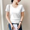 2026 Summer Women's Ribbed Slim Fit Short Sleeve T-shirt - Versatile & Stylish Plus Size Top