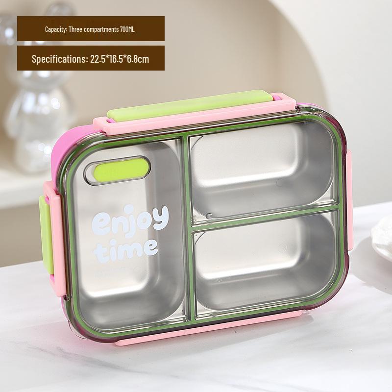 304 Stainless Steel Insulated Lunch Box, Food Grade, Two Compartments with Soup Bowl for Students or Office Workers