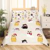 Cute Cat King Queen Duvet Cover Kitten Bedding Set Purple Floral Butterflies Polyester Quilt Cover Pet Animal Comforter Cover