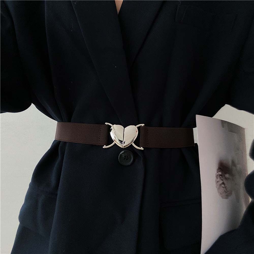 High Quality For Woman Girl Love Heart Buckle Thin Belts Waistband Waist Accessories Elastic Belts