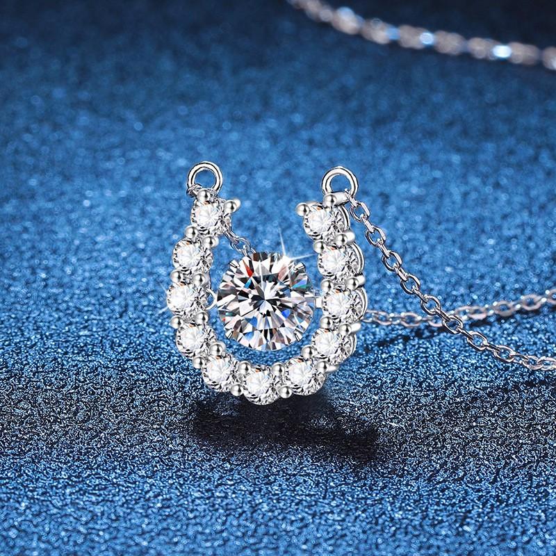 D Color 1ct Moissanite U Shaped Pendant Necklace Cross Chain Women