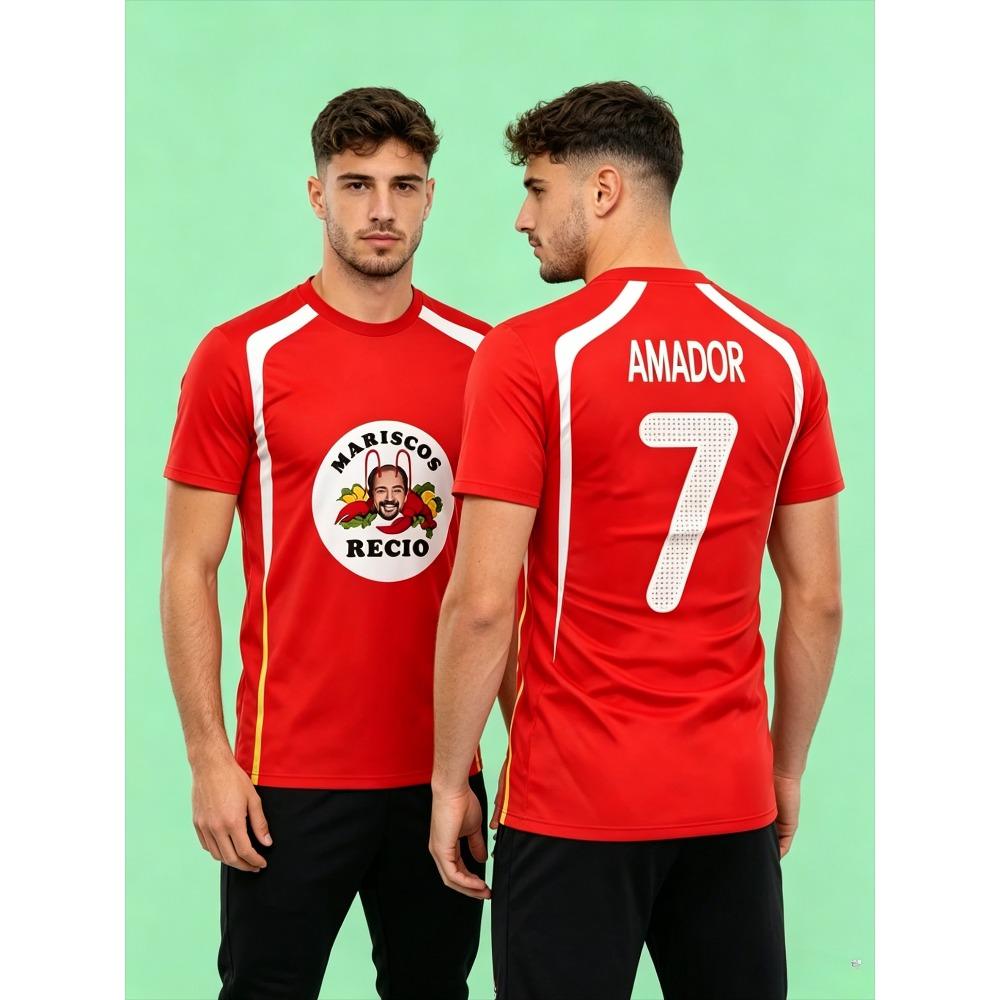 Magliette da Calcio Estive Amador Vicente Recio Stampa Gamberi Frutti di Mare Recio Abbigliamento Sportivo Uomo Donna