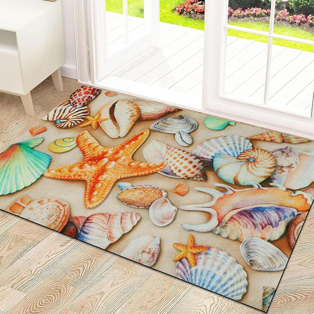 2D Flat-1pc Colorful Doorway Floor Mats , Suitable for entrance, kitchen, living room, rectangular carpet decoration.