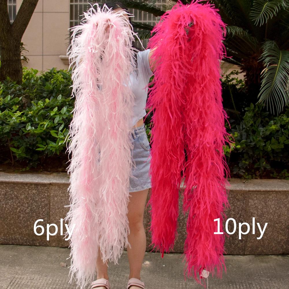 6/10 Layer Multicolor Ostrich Feather Boa 2Meters Fluffy Ostrich Plumes Shawl For Party Lady Dress Clothing Diy Decoration Scarf