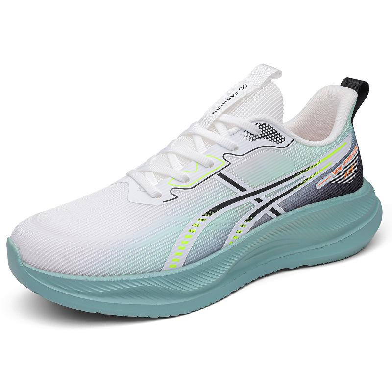 Men's Shoes Summer Running Shoes Lace-up Mesh Hollow Breathable Lightweight Running Student Sports and Leisure Shoes