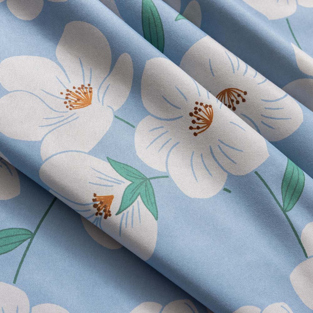 1PC Nuan Series Literary Pastoral Style Blue Flower Printed Curtain Full Blackout Curtains for Bedroom Living Room Balcony Window for Home Decor